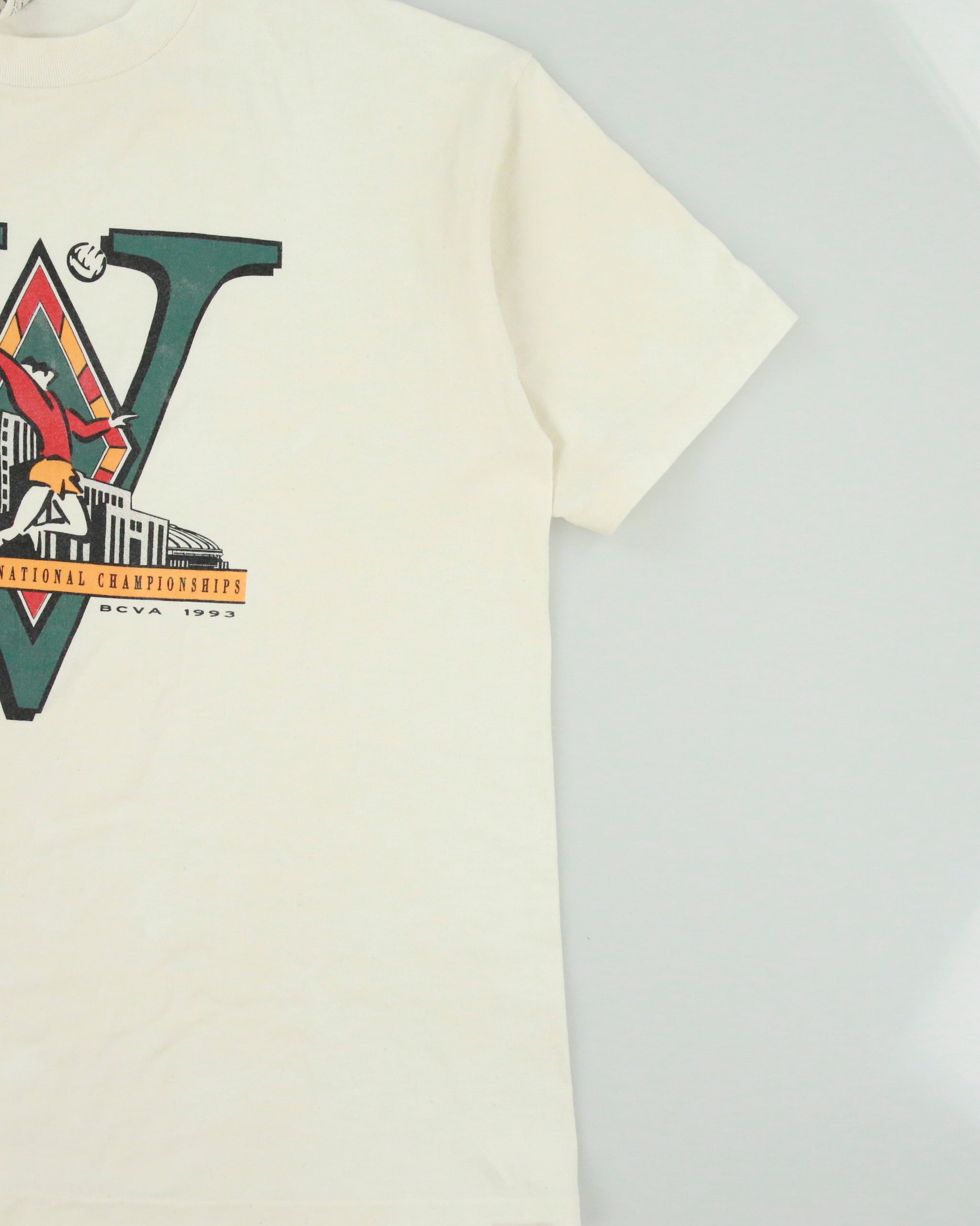 Vintage 1993 BCVA National Championships Heavyweight American Natural Single Stitch Made In USA Crewneck T-Shirt - XL