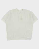 Vintage 1990s Heavyweight Ribbed Made In Canada Boxy Crewneck Henley Waffle T-Shirt - L
