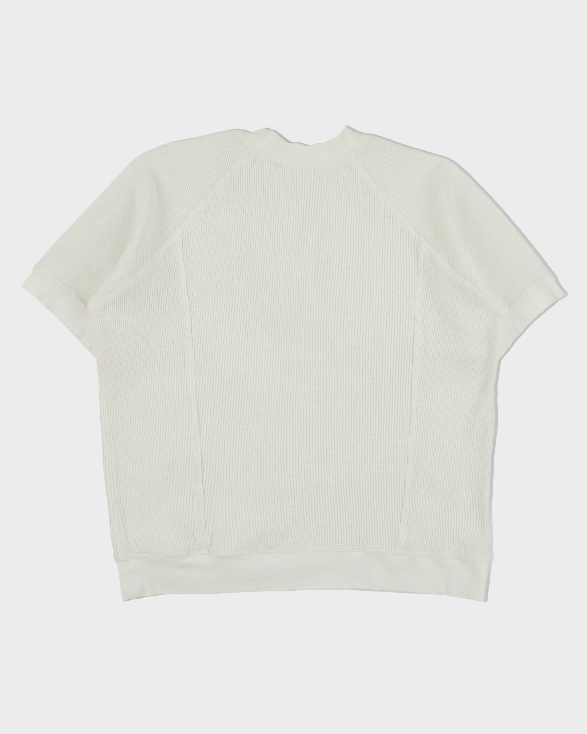 Vintage 1990s Heavyweight Ribbed Made In Canada Boxy Crewneck Henley Waffle T-Shirt - L