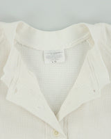 Vintage 1990s Heavyweight Ribbed Made In Canada Boxy Crewneck Henley Waffle T-Shirt - L