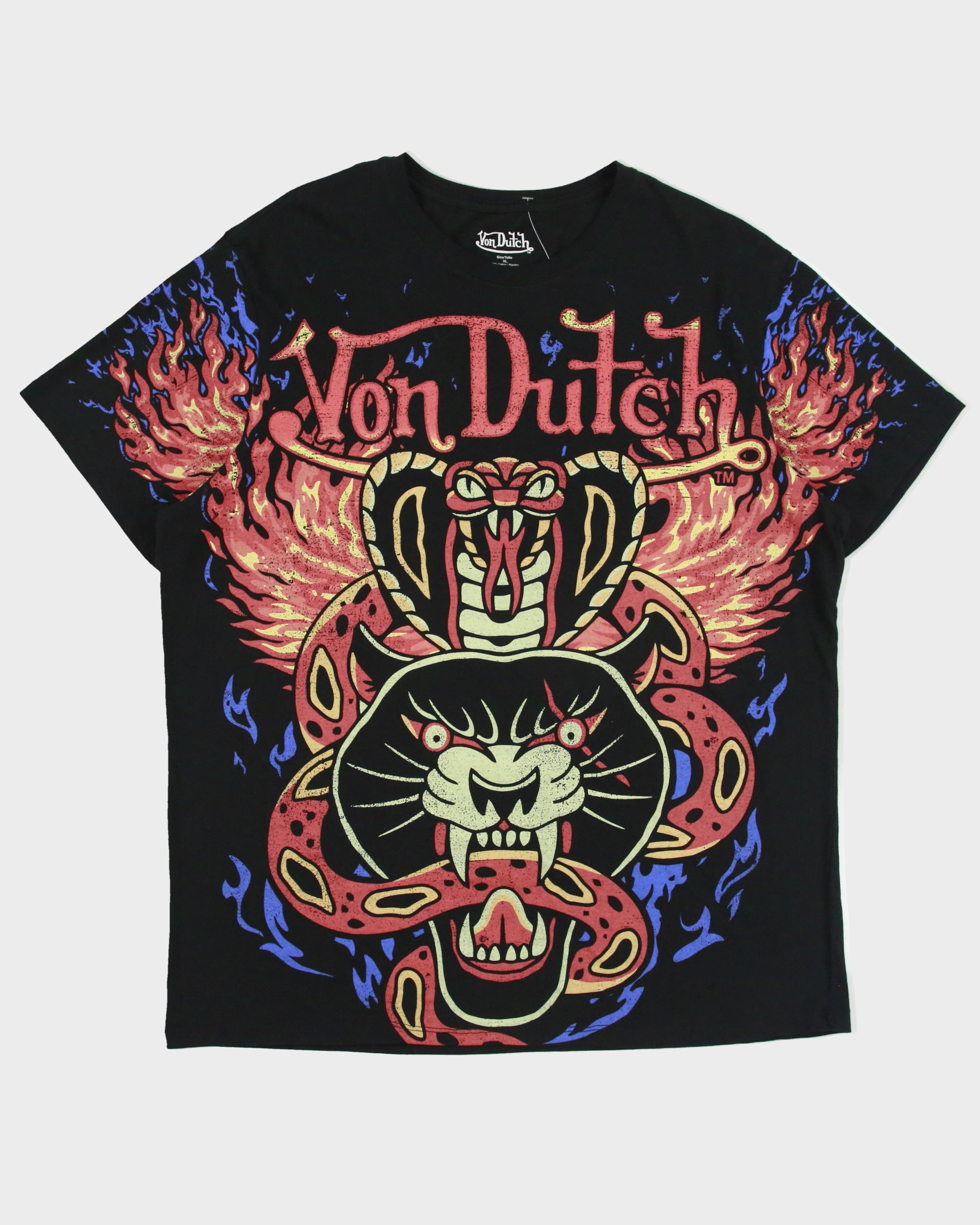 Vintage Von Dutch Heavyweight Cobra Panther AOP Crewneck T-Shirt - XL