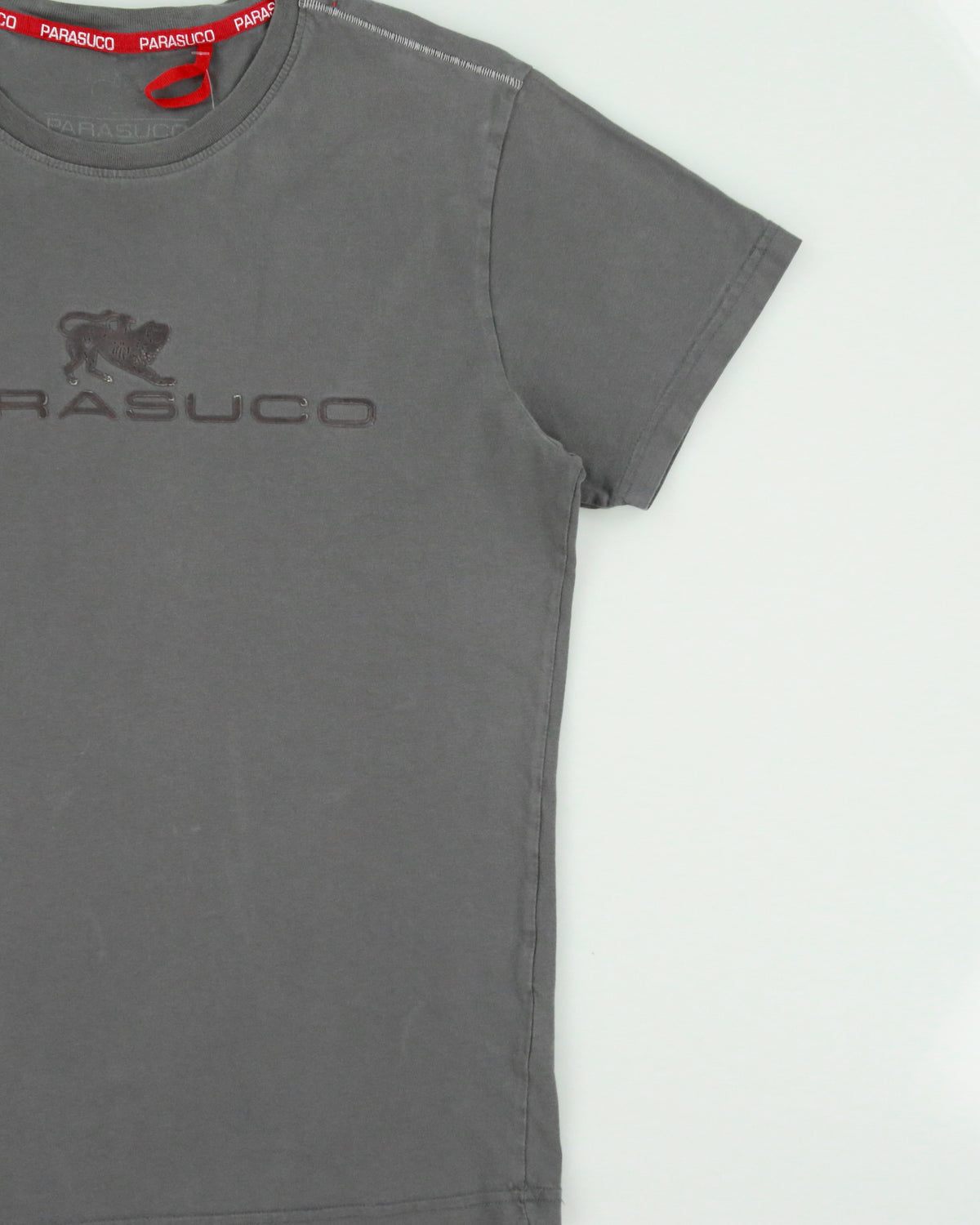 Vintage Y2K 00s Parasuco Grey Khaki Heavyweight Logo Crewneck T-Shirt - M
