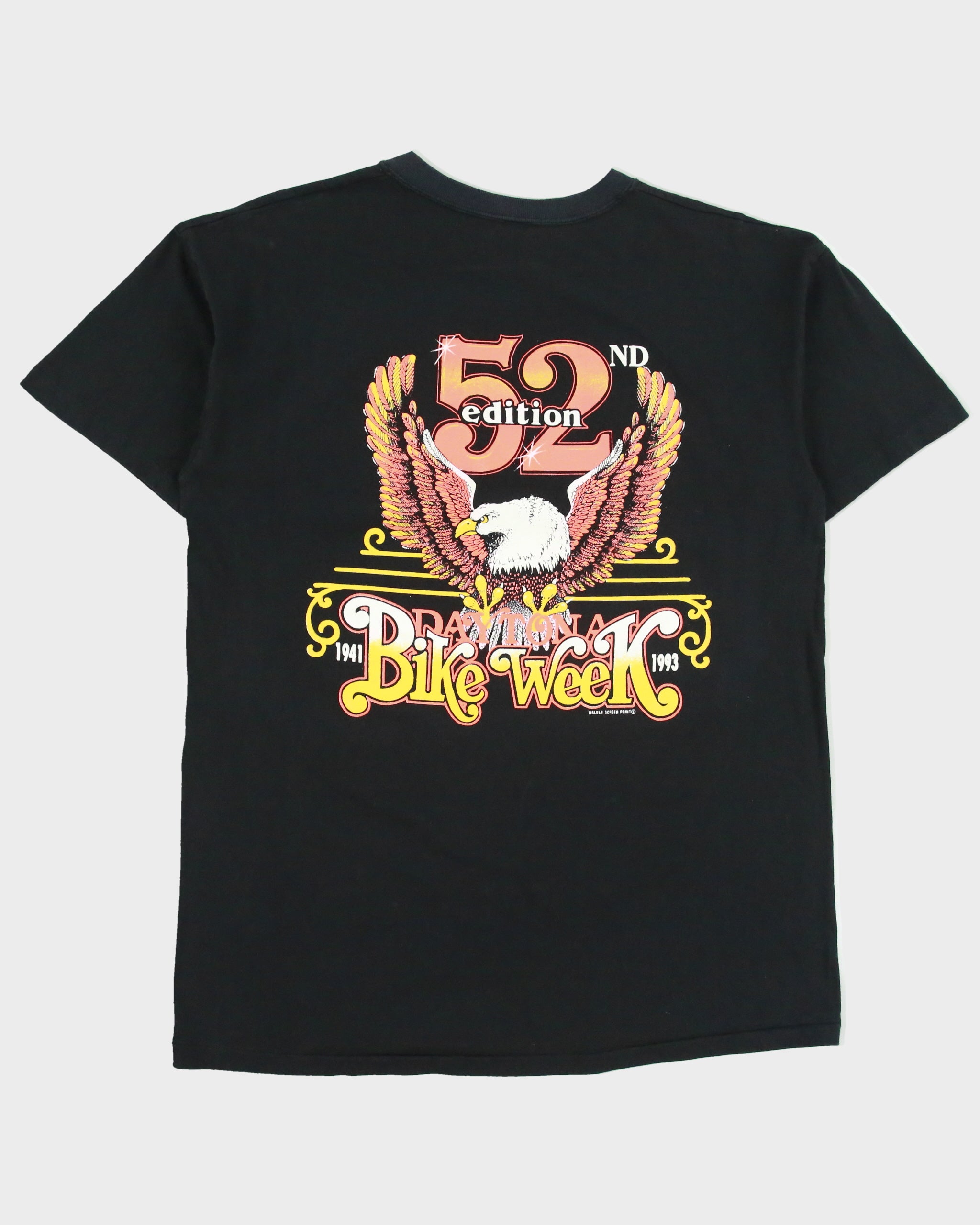 Vintage 1993 Daytona Beach Florida Bike Week Heavyweight Single Stitch Made In USA Crewneck T-Shirt - L
