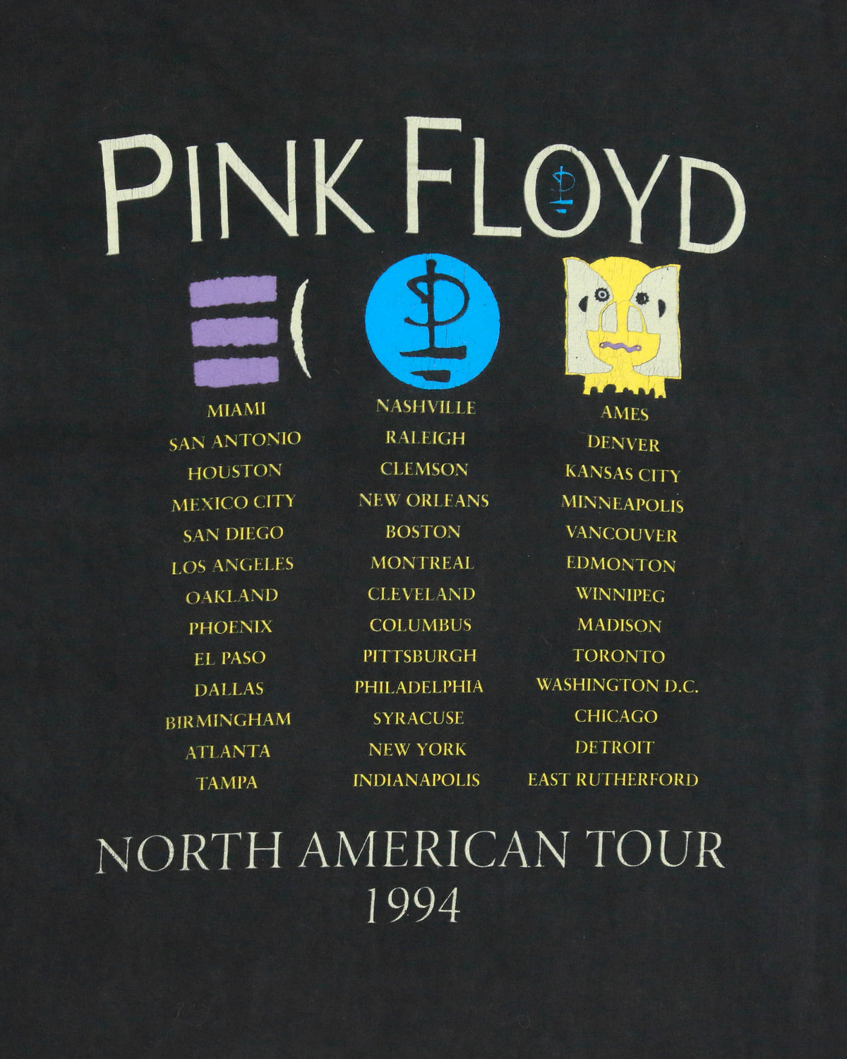 Vintage 1994 Pink Floyd Division Bell North American Tour Heavyweight Single Stitch Crewneck T-Shirt - XL