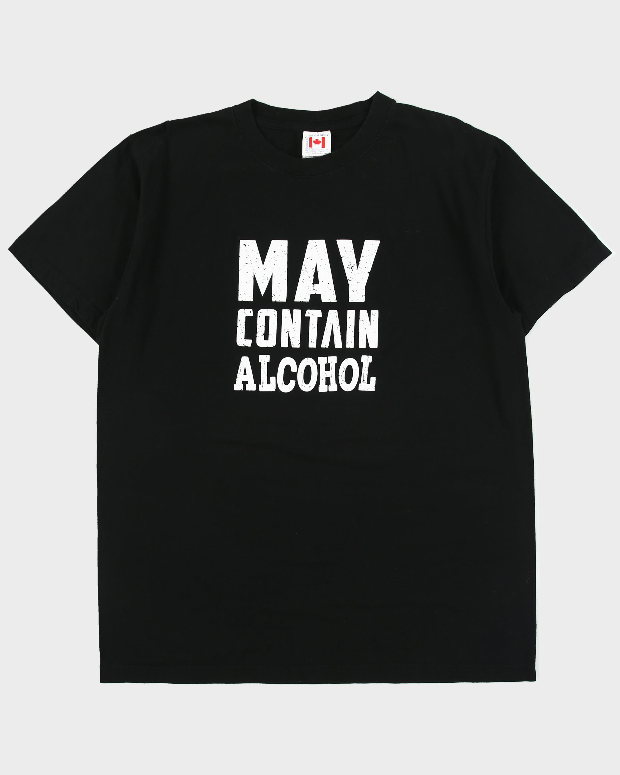 Vintage Y2K 00s Novelty 'May Contain Alcohol' Heavyweight Crewneck T-Shirt - XL