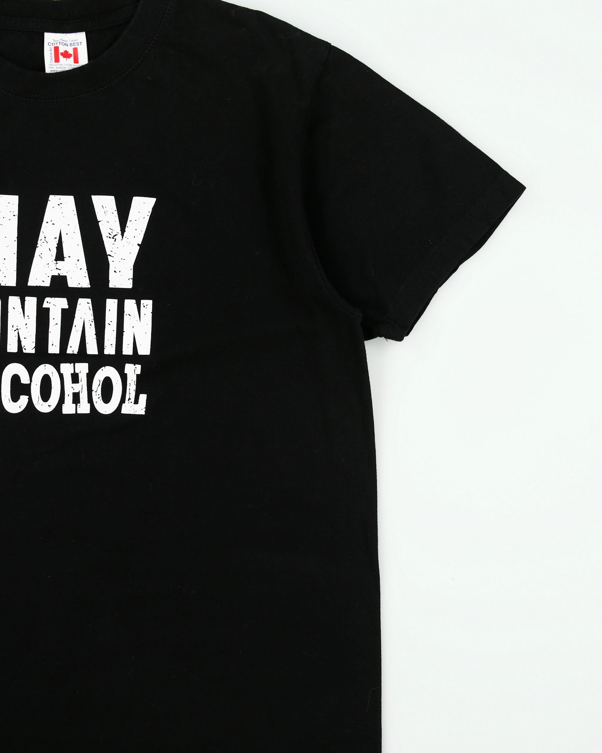 Vintage Y2K 00s Novelty 'May Contain Alcohol' Heavyweight Crewneck T-Shirt - XL