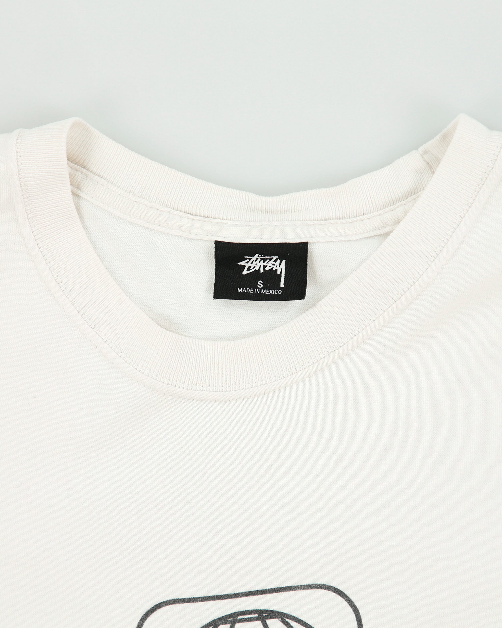 Vintage Stussy Worldwide Box Logo Distressed Heavyweight Crewneck T-Shirt - S