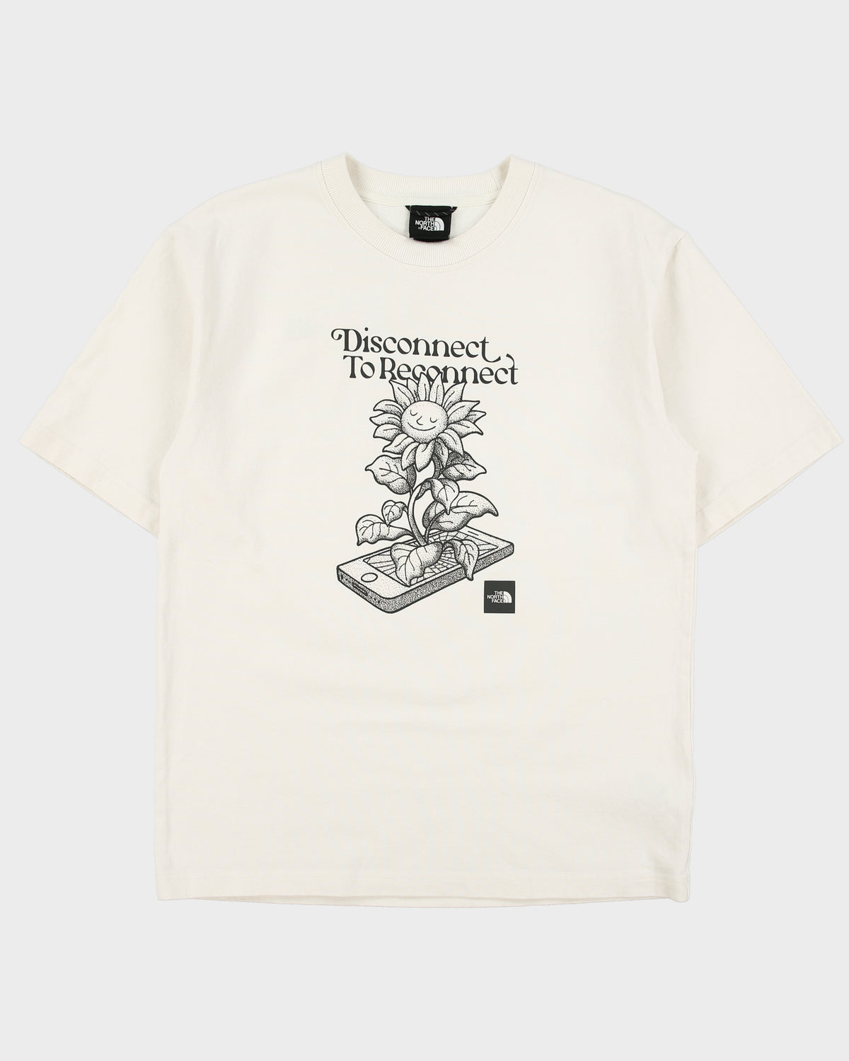 The North Face Cream Disconnect To Reconnect Oversized Ultra Heavyweight Crewneck T-Shirt - XS