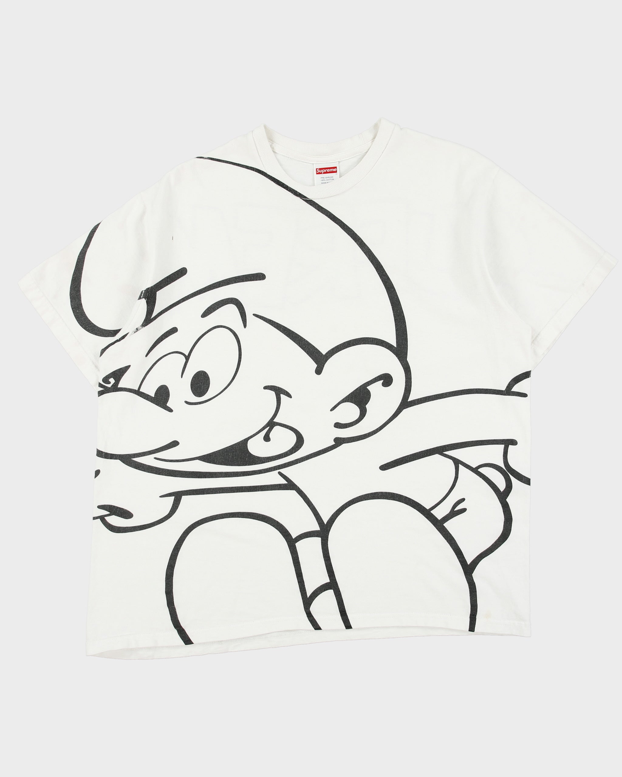 FW20 Supreme x Smurfs Heavyweight Made In USA Crewneck T-Shirt - L