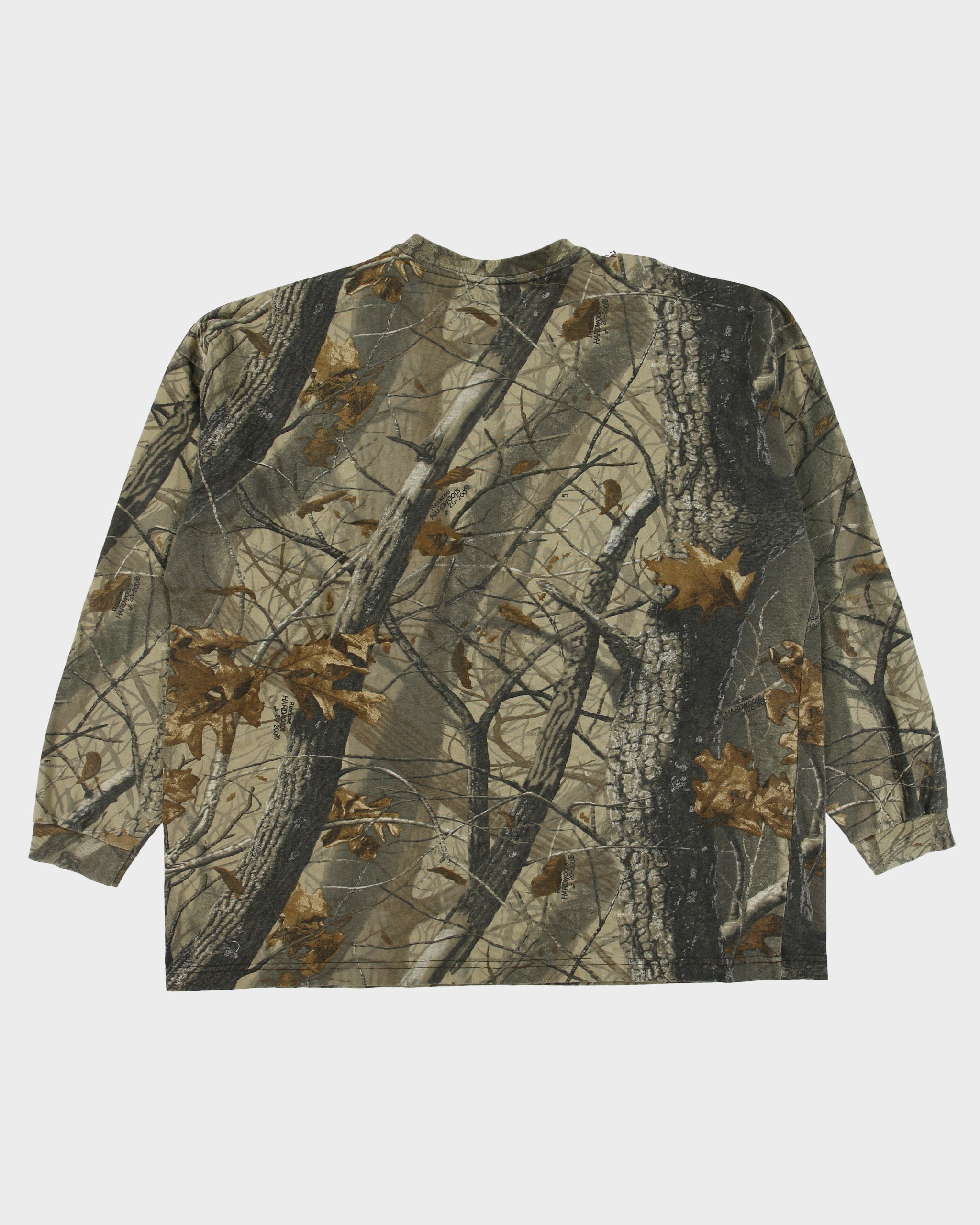 Vintage Y2K 00s Duxbak Heavyweight Real Tree Camo Long Sleeve Crewneck Henley T-Shirt - XXL