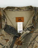 Vintage Y2K 00s Duxbak Heavyweight Real Tree Camo Long Sleeve Crewneck Henley T-Shirt - XXL