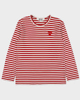 Comme des Garçons PLAY Heavyweight Striped Embroidered Heart Single Stitch Long Sleeve Crewneck T-Shirt - L