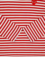 Comme des Garçons PLAY Heavyweight Striped Embroidered Heart Single Stitch Long Sleeve Crewneck T-Shirt - L