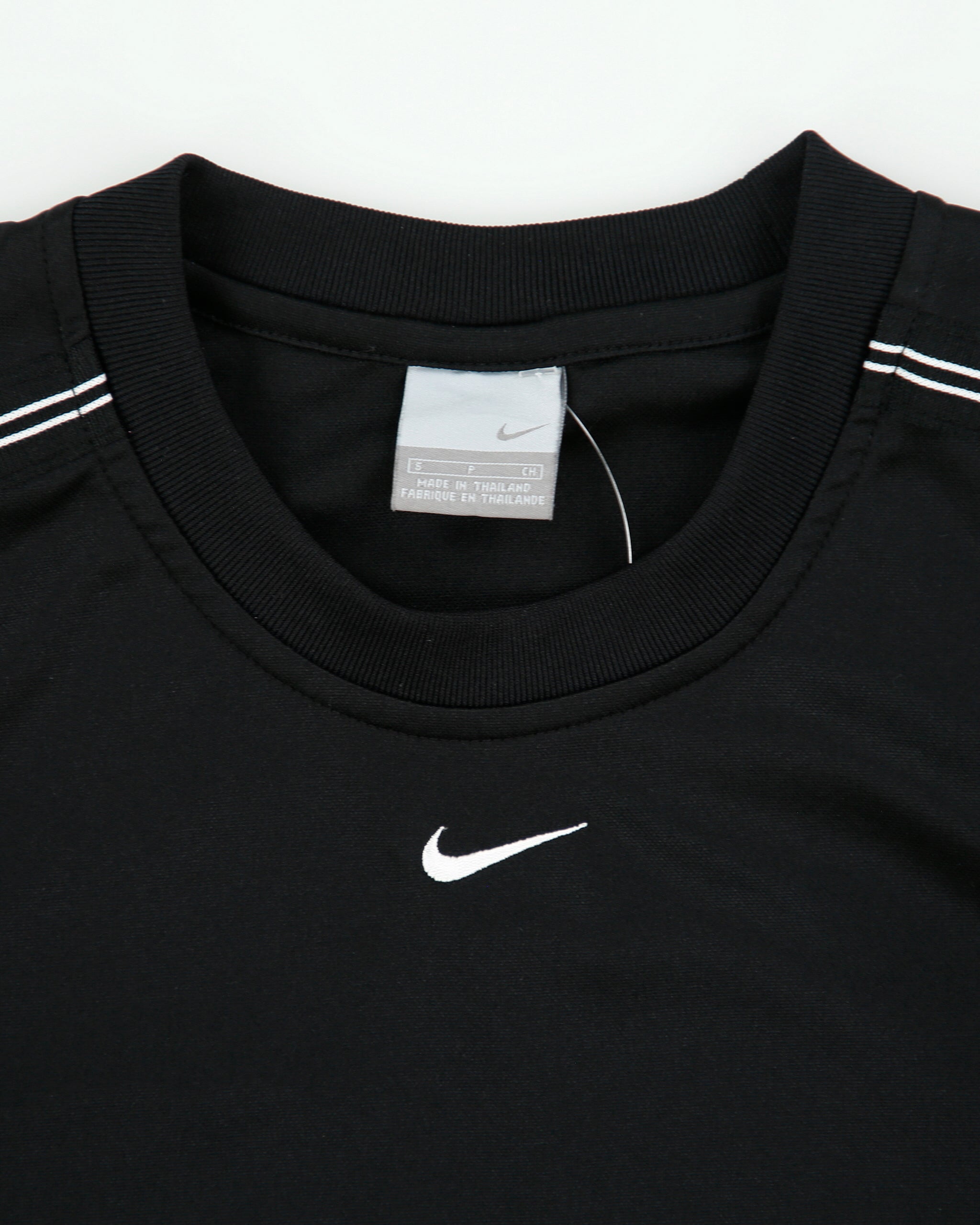 Vintage Y2K 00s Nike Centre Swoosh Crewneck Tape T-Shirt - S