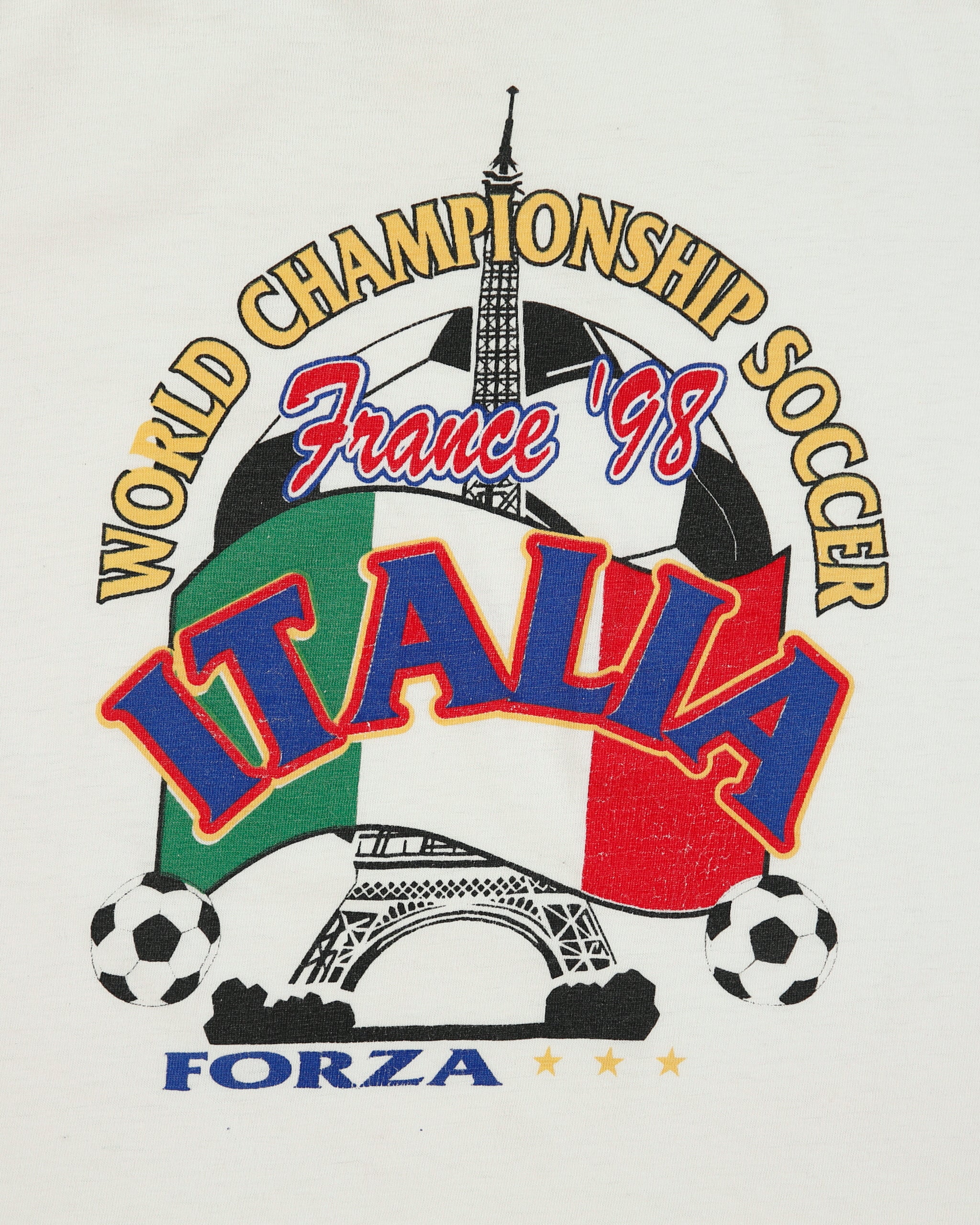 Vintage 1998 World Cup Team Italia Heavyweight Crewneck Football T-Shirt - L