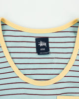 Vintage Stussy Striped Tank Top Pocket Vest - M