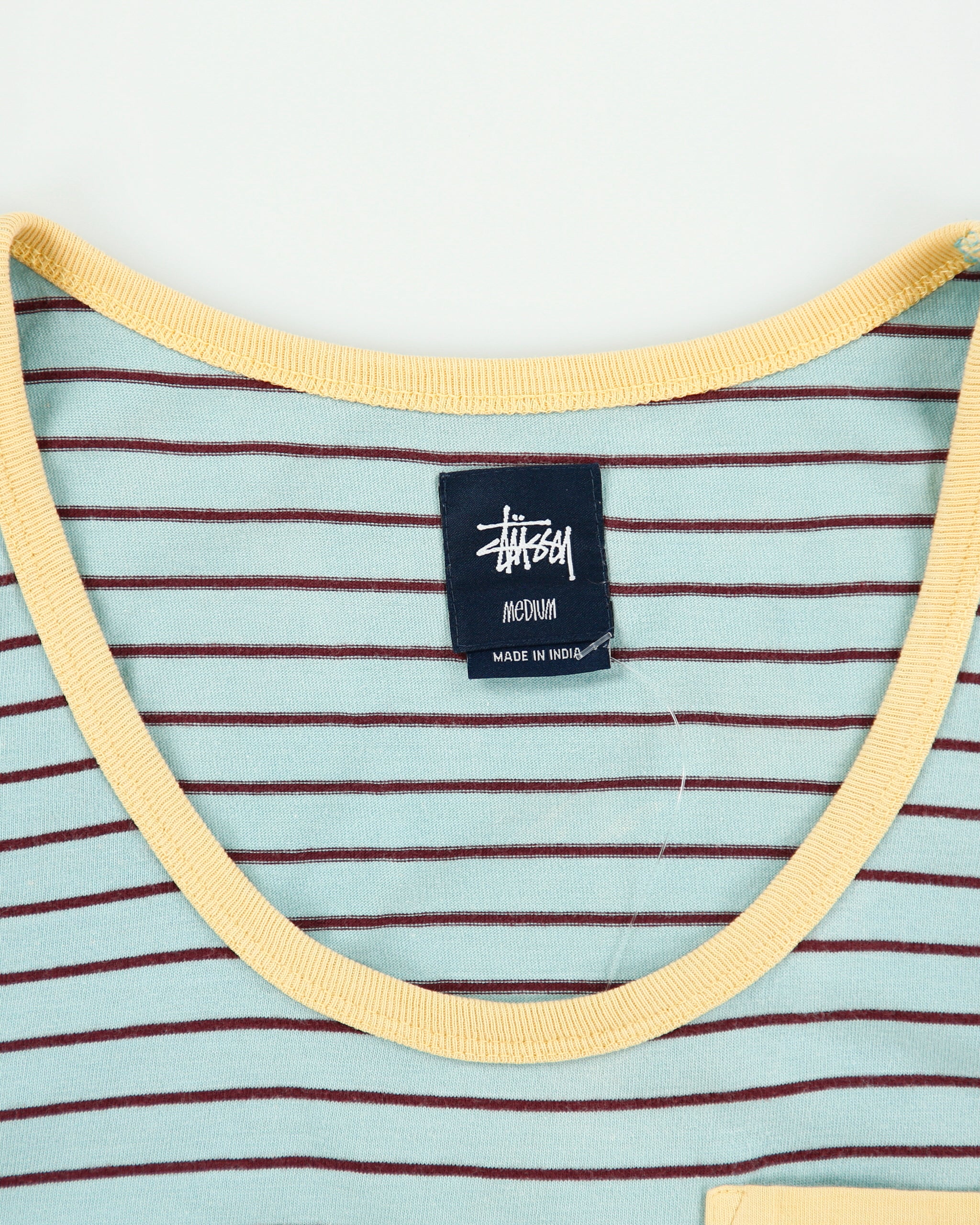 Vintage Stussy Striped Tank Top Pocket Vest - M