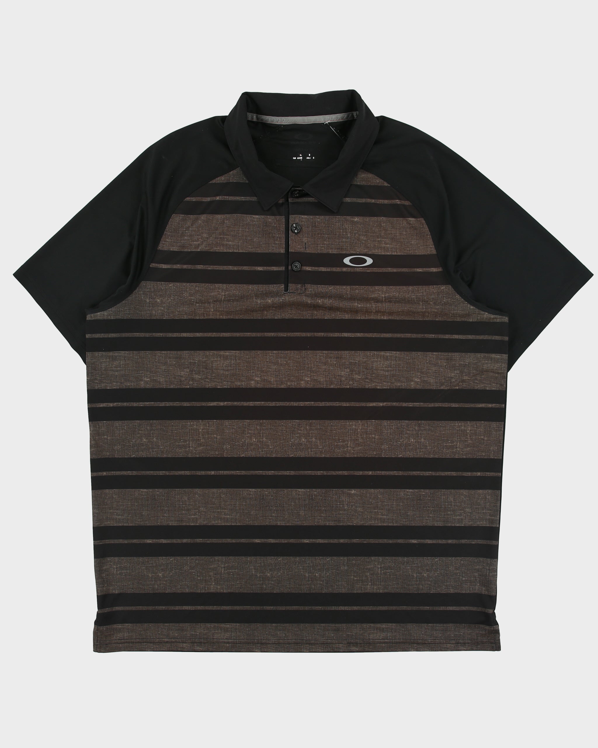 Vintage Oakley Striped O Logo Regular Fit Short Sleeve Polo Shirt - XL