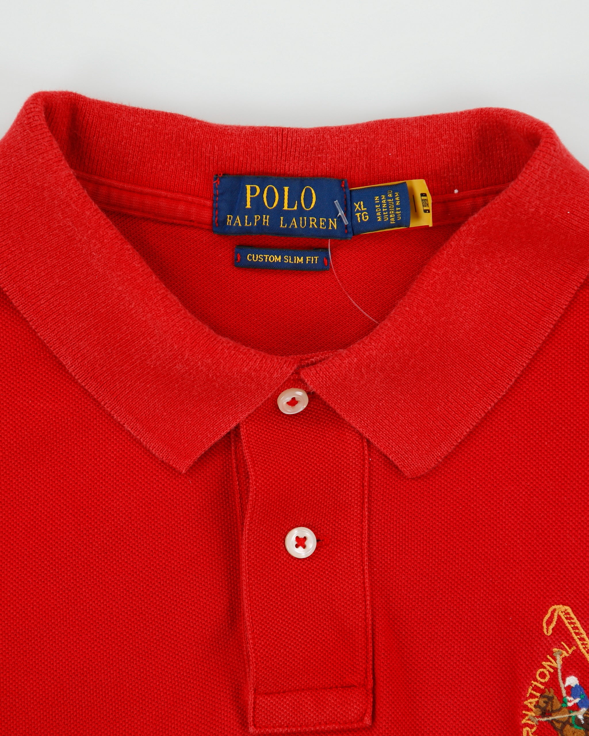Vintage Polo Ralph Lauren Triple Big Pony Custom Slim Fit Short Sleeve Polo Shirt - XL