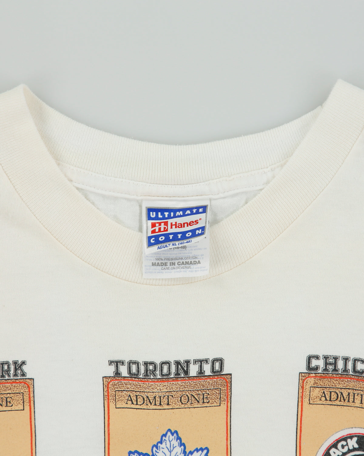 Vintage 1998 NHL Original Six Heavyweight Hanes Ultimate Made In Canada Crewneck T-Shirt - XL