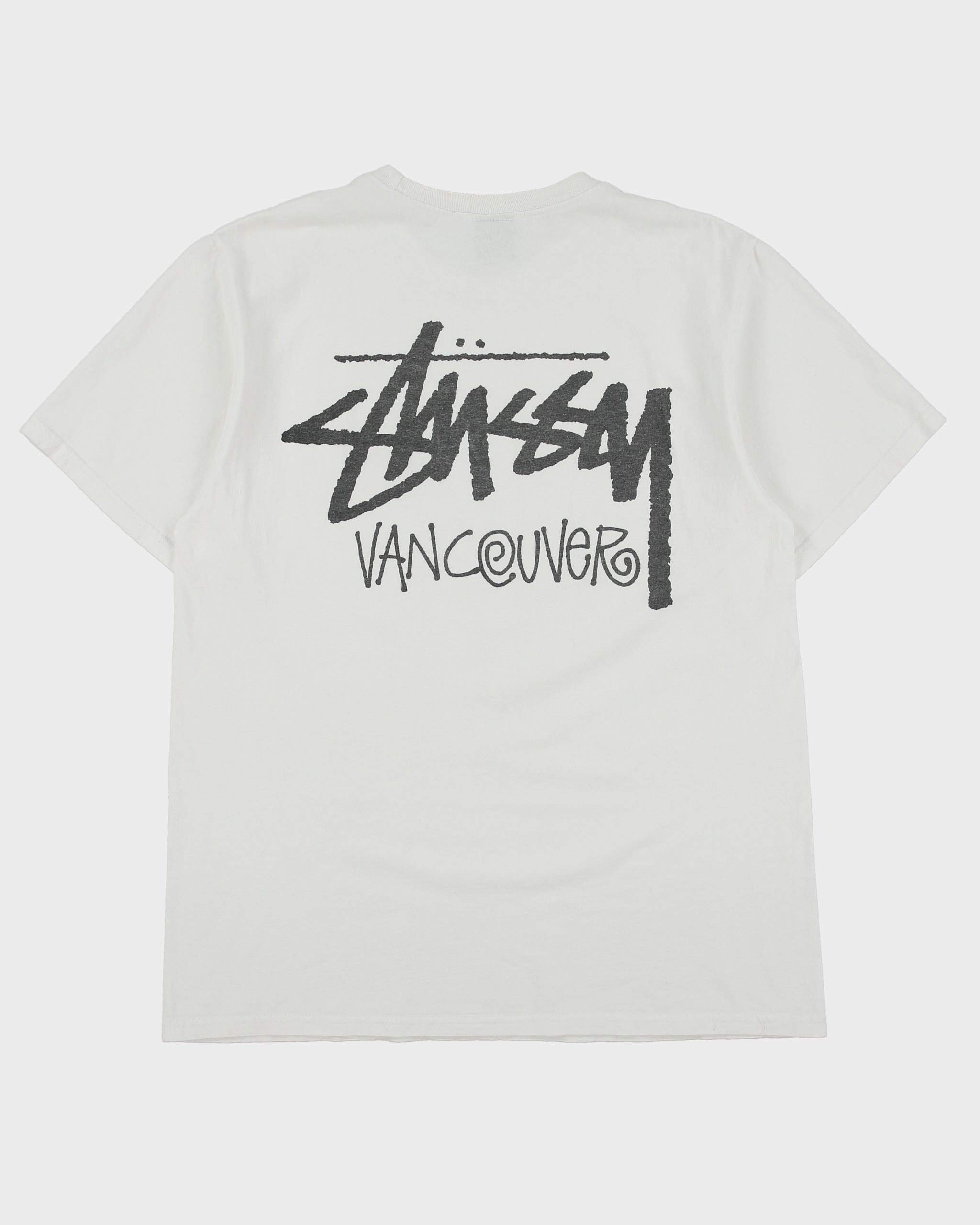 Vintage Stussy Vancouver Stock Logo Heavyweight Crewneck T-Shirt - M