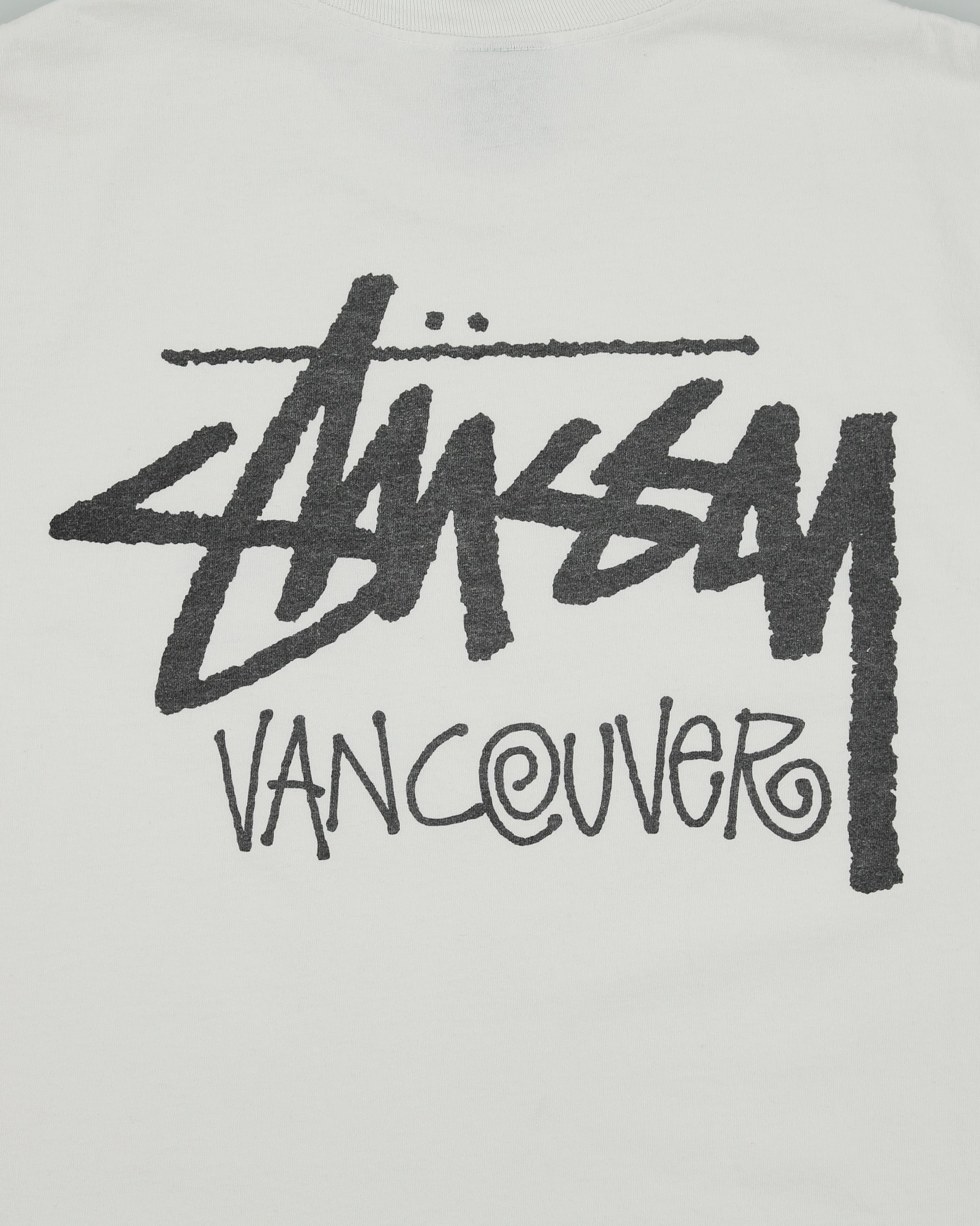 Vintage Stussy Vancouver Stock Logo Heavyweight Crewneck T-Shirt - M