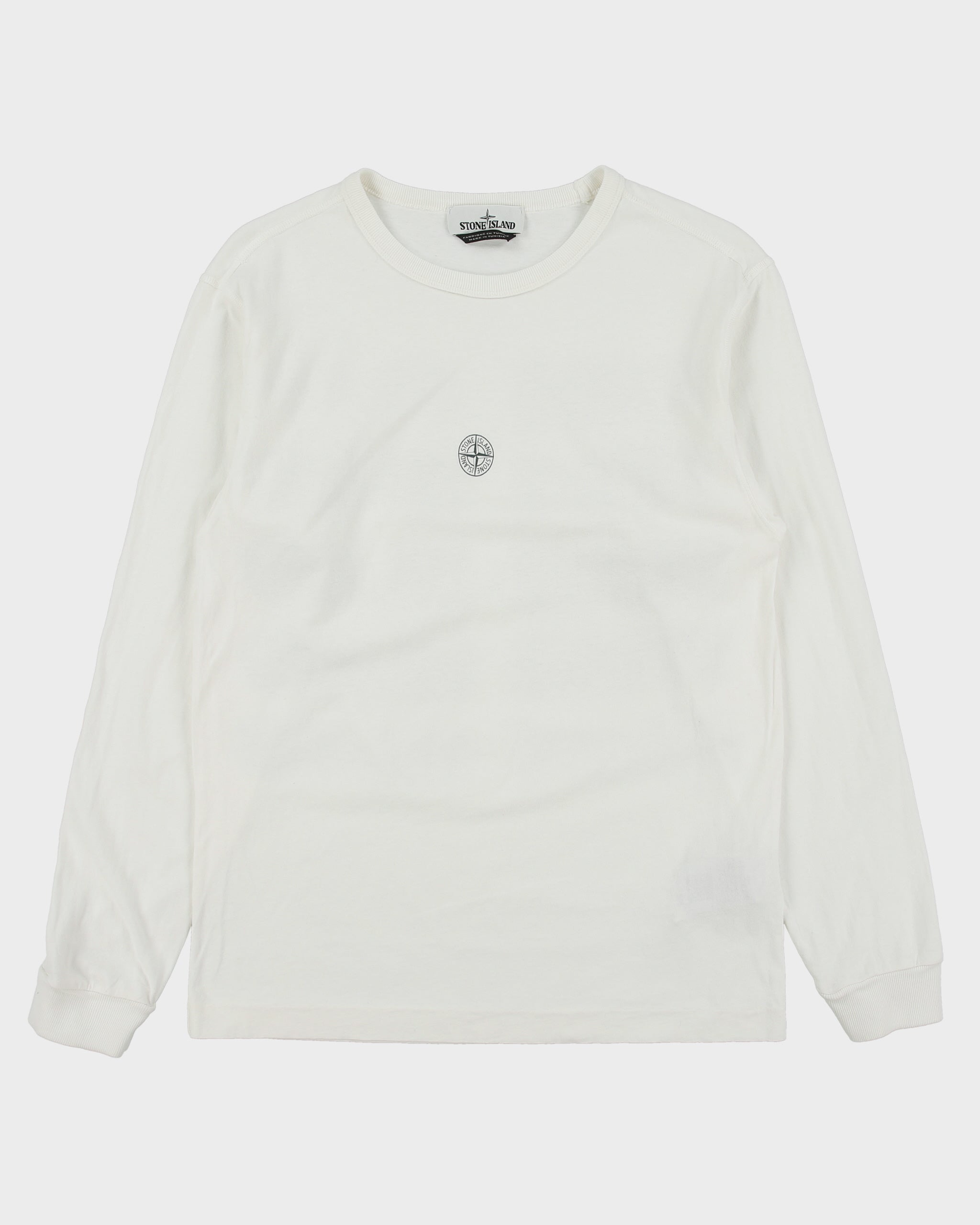 Stone Island Blurred Graphic 5 Heavyweight Single Stitch Loose Fit Long Sleeve Crewneck T-Shirt - S
