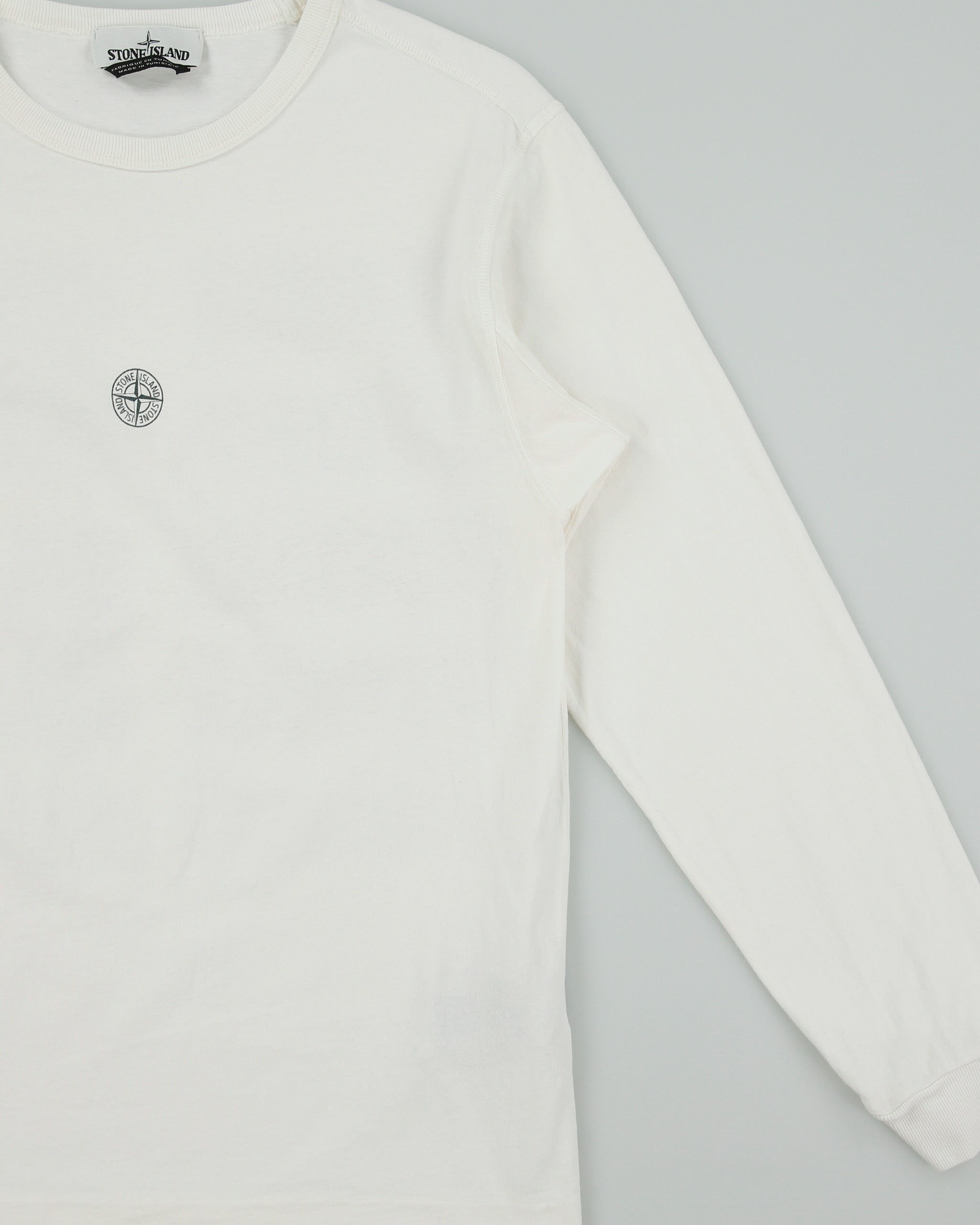 Stone Island Blurred Graphic 5 Heavyweight Single Stitch Loose Fit Long Sleeve Crewneck T-Shirt - S