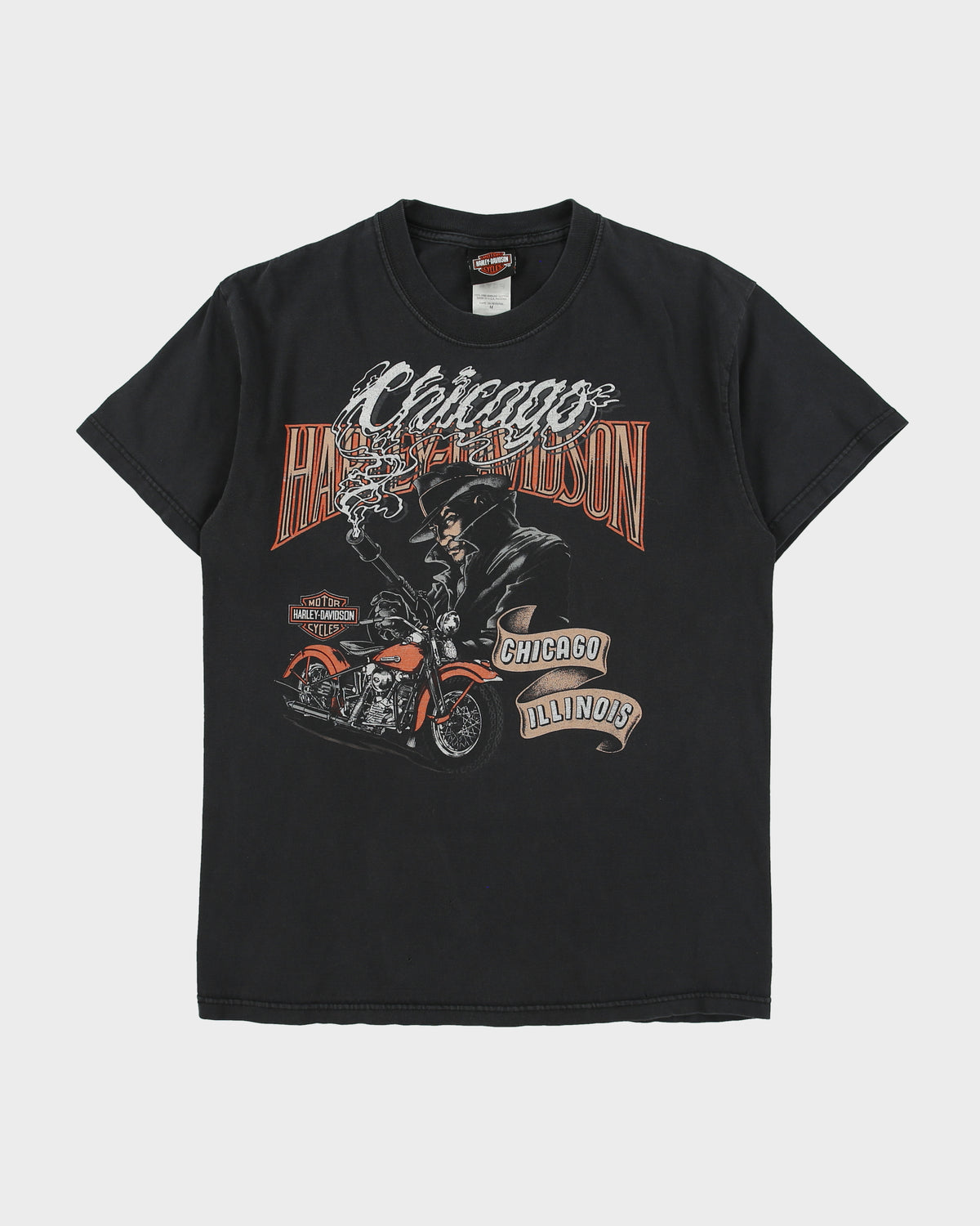 Vintage Y2K 00s Harley Davidson Chicago Heavyweight Hanes Beefy Made In USA Crewneck T-Shirt - M