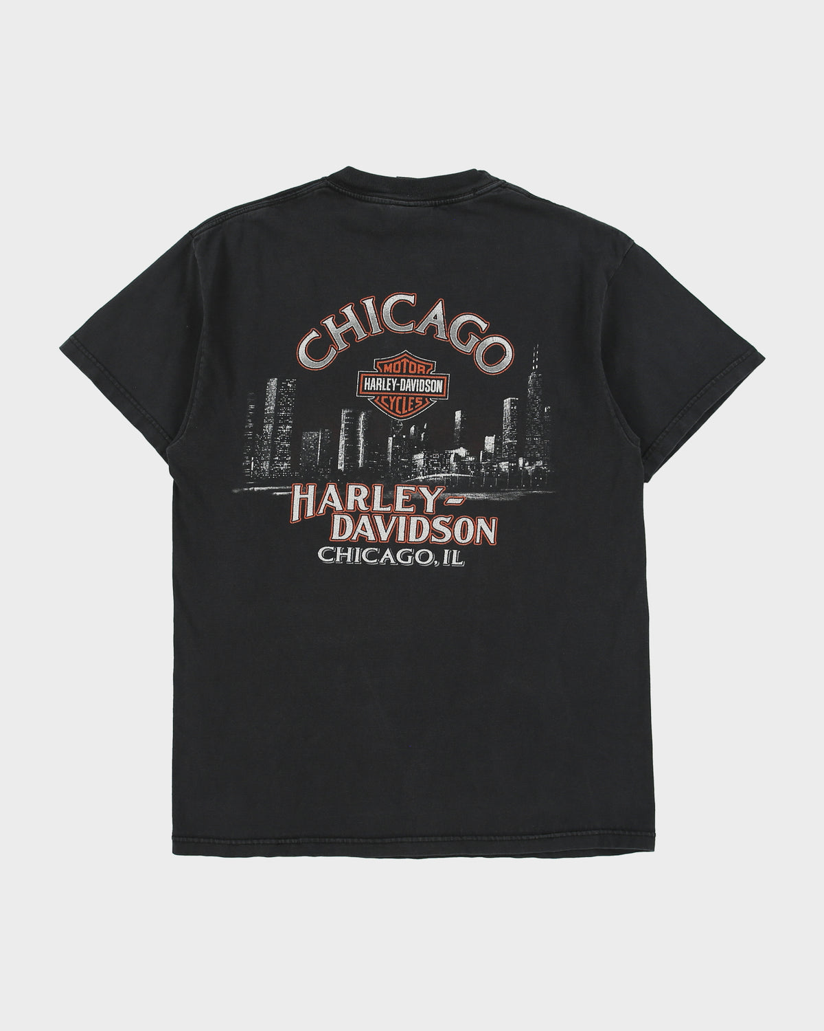 Vintage Y2K 00s Harley Davidson Chicago Heavyweight Hanes Beefy Made In USA Crewneck T-Shirt - M