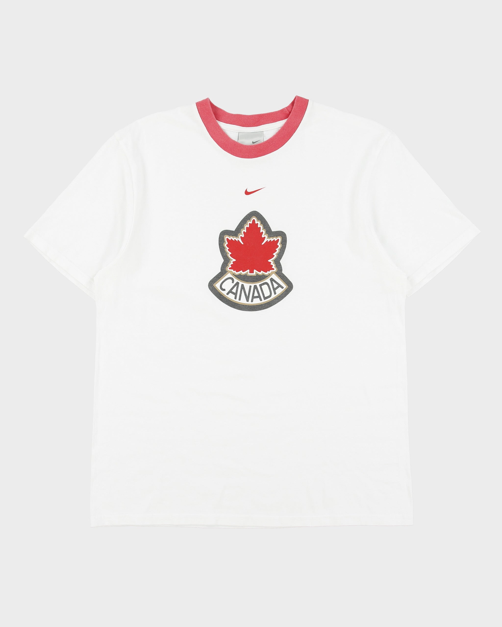 Vintage Y2K 00s Nike Centre Swoosh Canada Heavyweight Made In America Crewneck T-Shirt - L