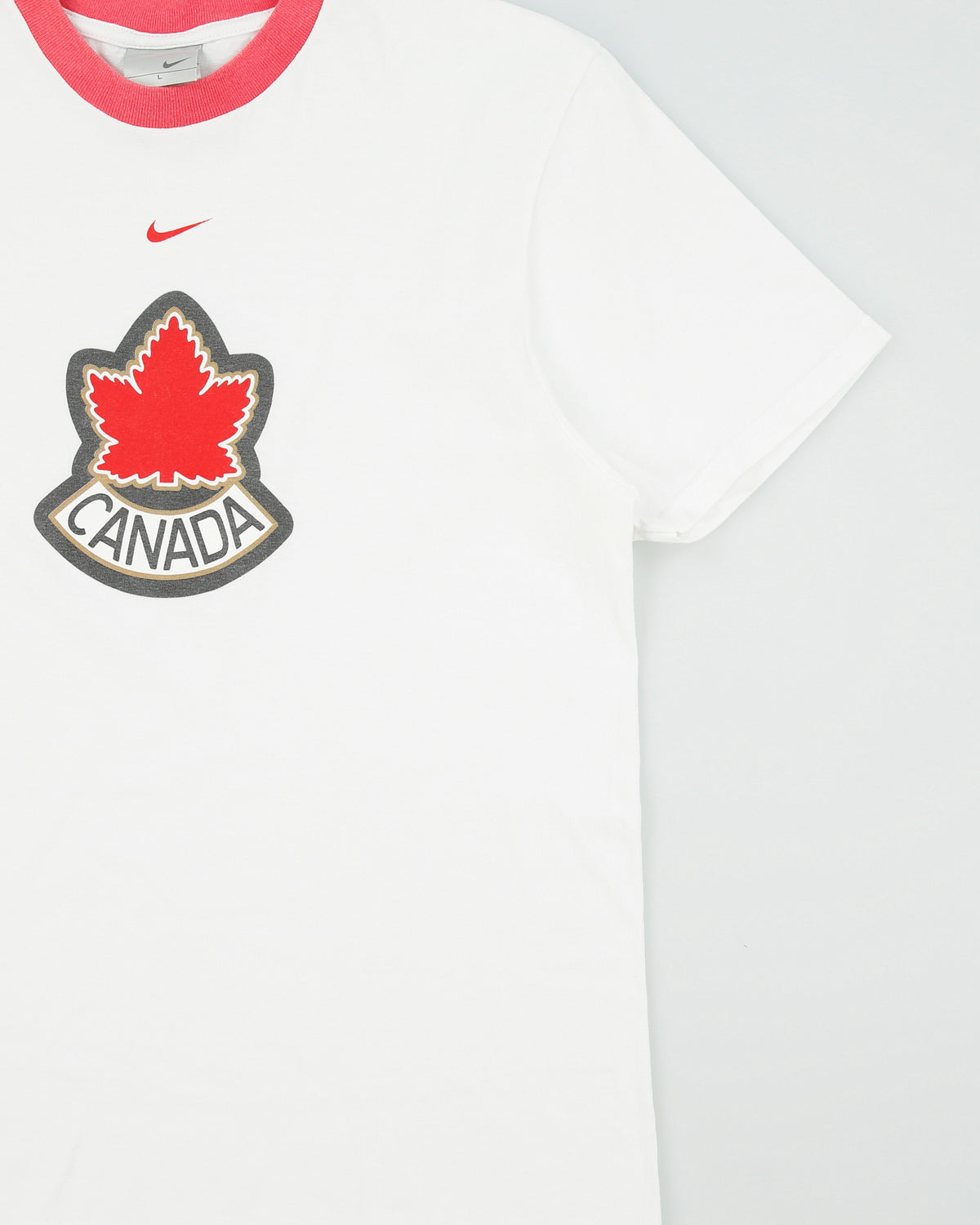 Vintage Y2K 00s Nike Centre Swoosh Canada Heavyweight Made In America Crewneck T-Shirt - L