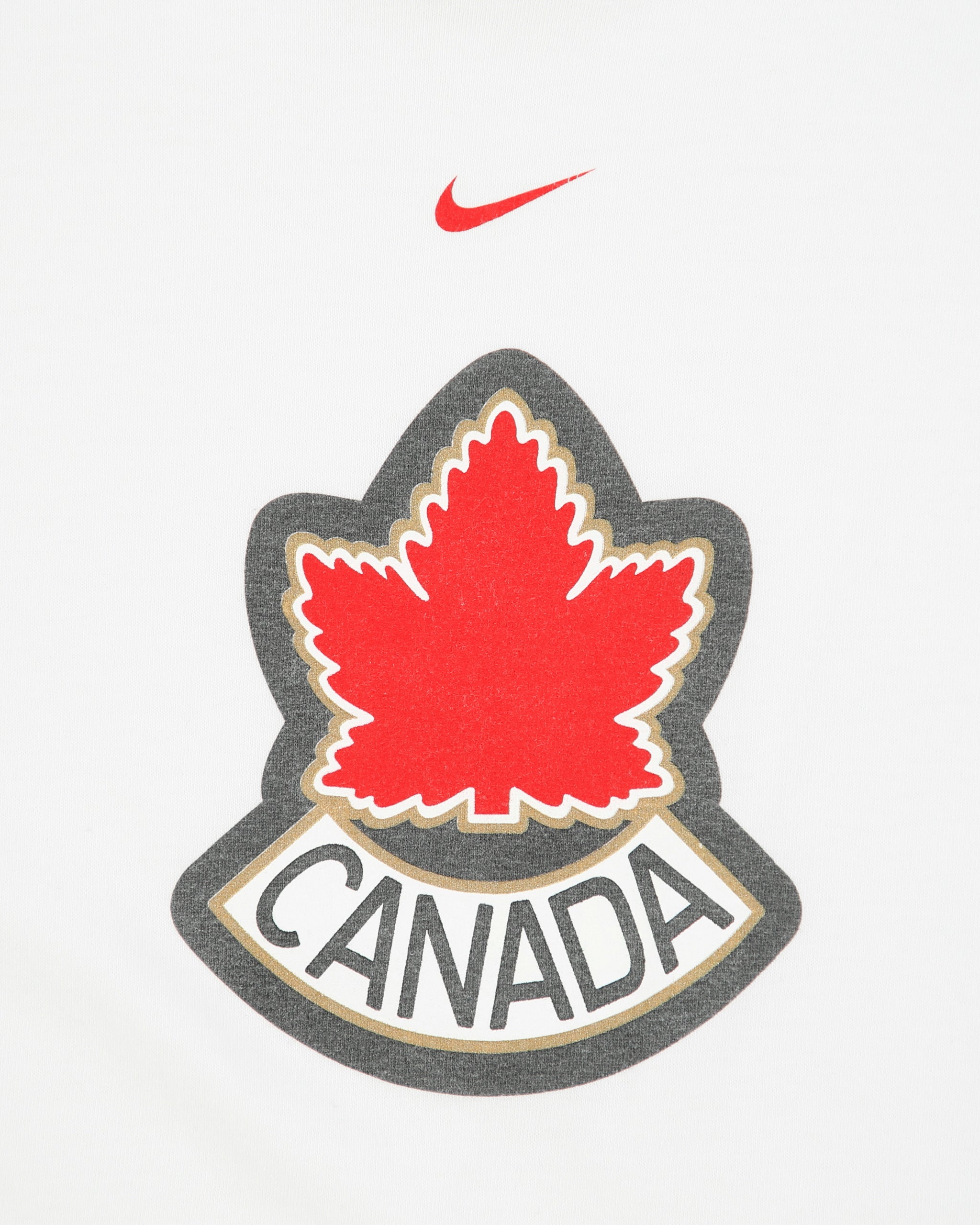 Vintage Y2K 00s Nike Centre Swoosh Canada Heavyweight Made In America Crewneck T-Shirt - L