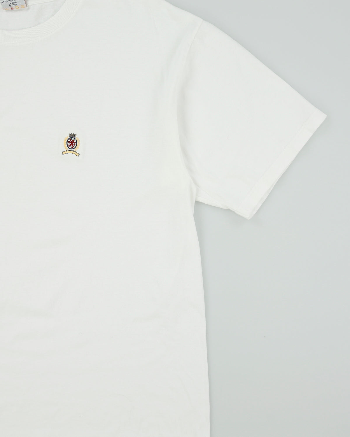Vintage 1990s Tommy Hilfiger Heavyweight Crest Embroidered Made In America Crewneck T-Shirt - L