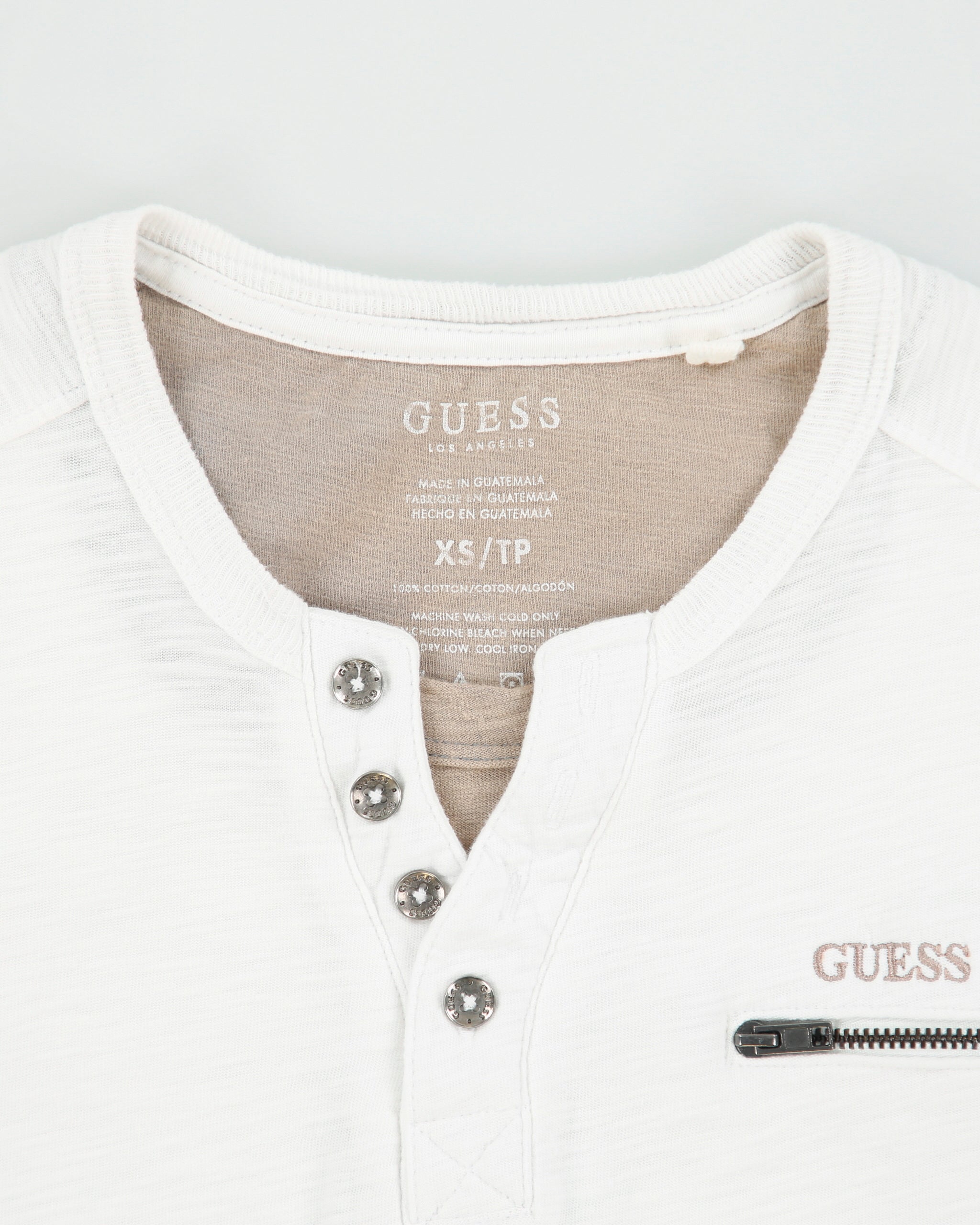 Vintage Y2K 00s Guess Jeans Heavyweight Layered Crewneck Long Sleeve Henley T-Shirt - XS