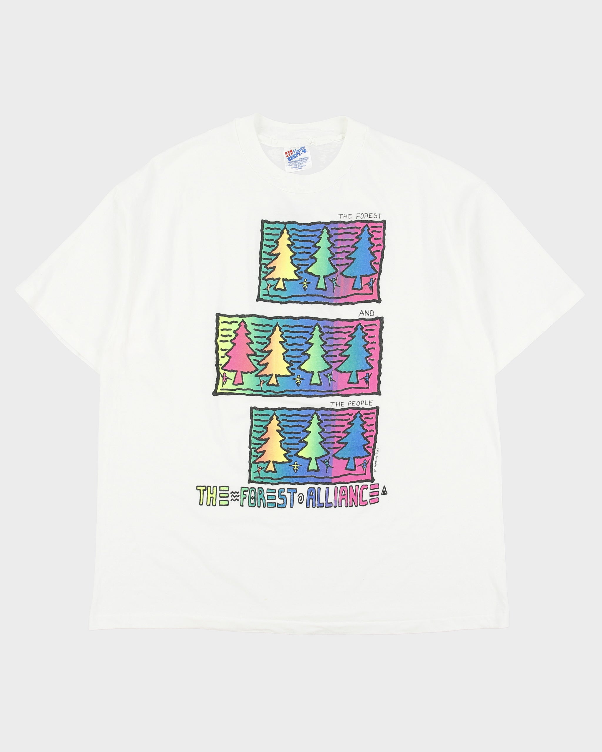 Vintage 1991 The Forest Alliance By Santini Heavyweight Hanes Beefy Single Stitch Made In USA Crewneck T-Shirt - XL