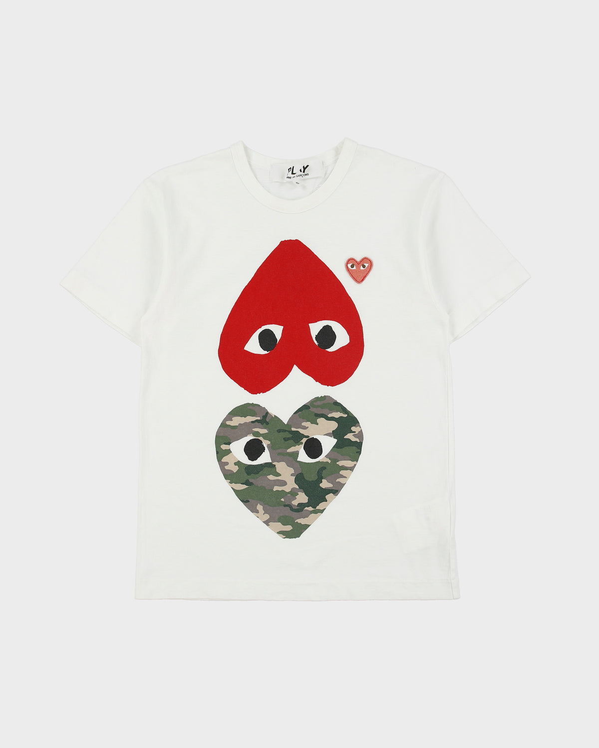 Comme Des Garçons PLAY Camo Mirrored Hearts Heavyweight Single Stitch Crewneck T-Shirt - S