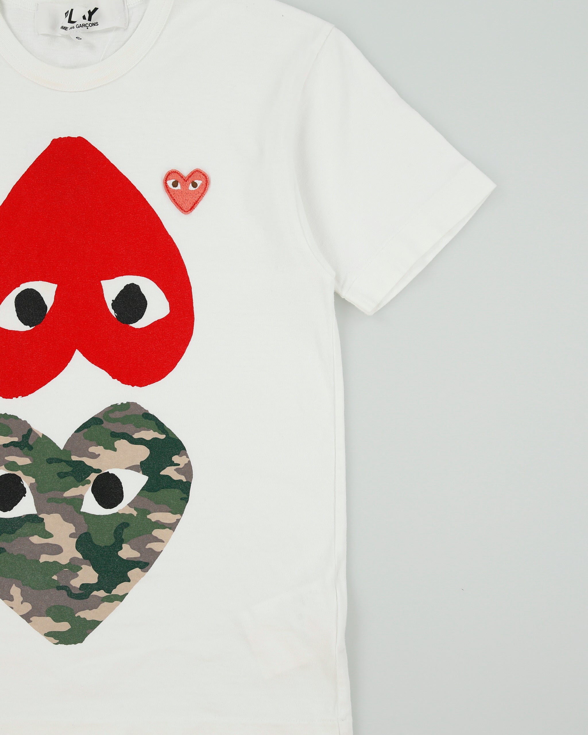 Comme Des Garçons PLAY Camo Mirrored Hearts Heavyweight Single Stitch Crewneck T-Shirt - S