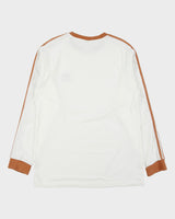 Vintage Adidas Originals Tan 3-Stripe Heavyweight Long Sleeve Crewneck T-Shirt - M