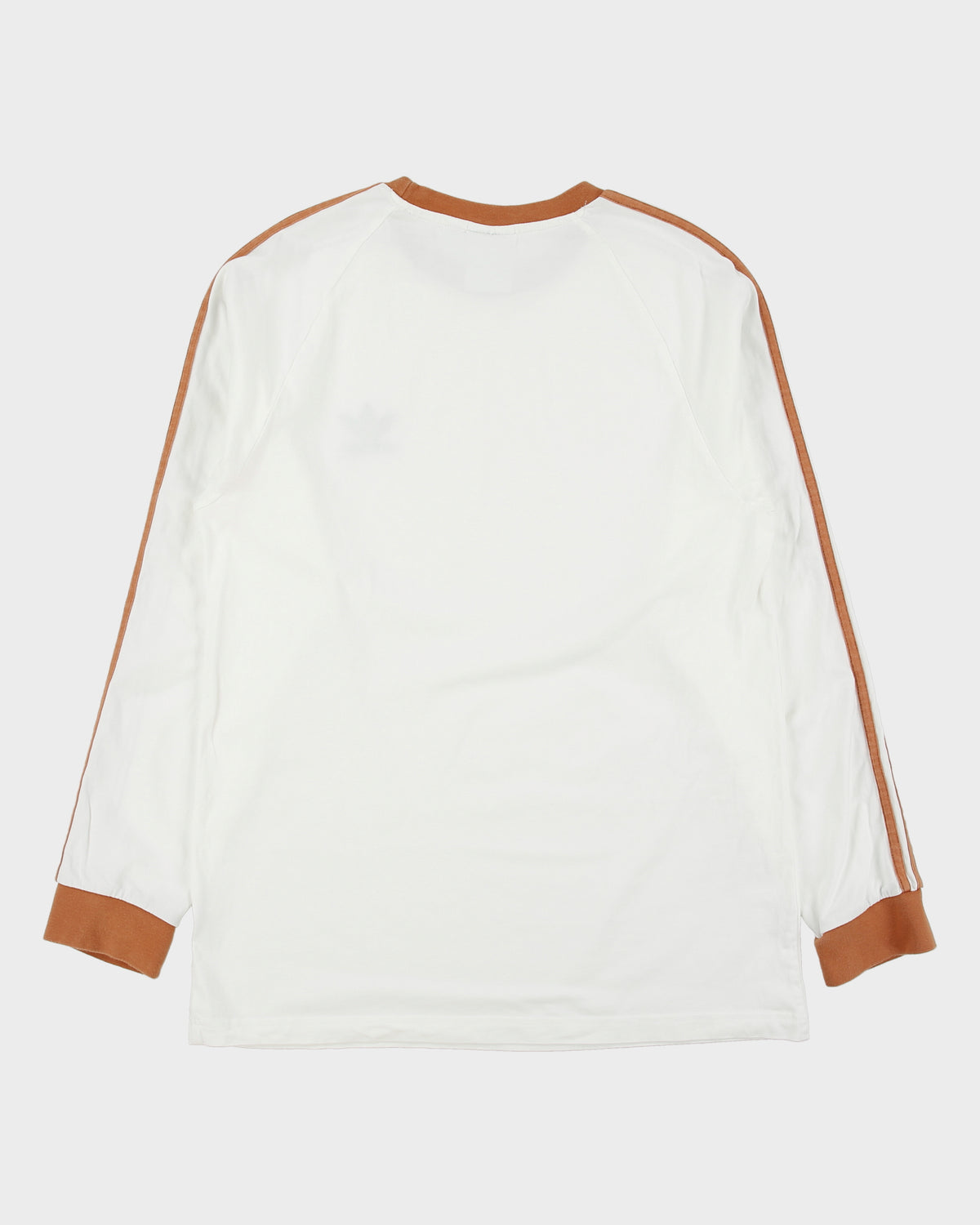 Vintage Adidas Originals Tan 3-Stripe Heavyweight Long Sleeve Crewneck T-Shirt - M