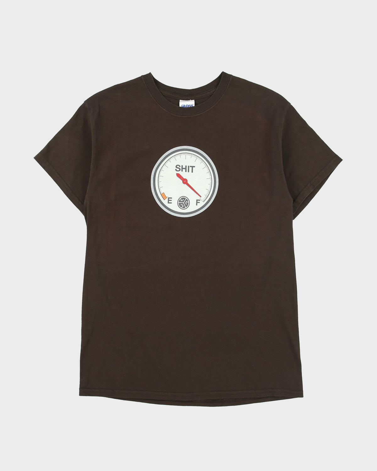 Vintage Y2K 00s Comedy Fuel Gauge Heavyweight Gildan Ultra Crewneck T-Shirt - M