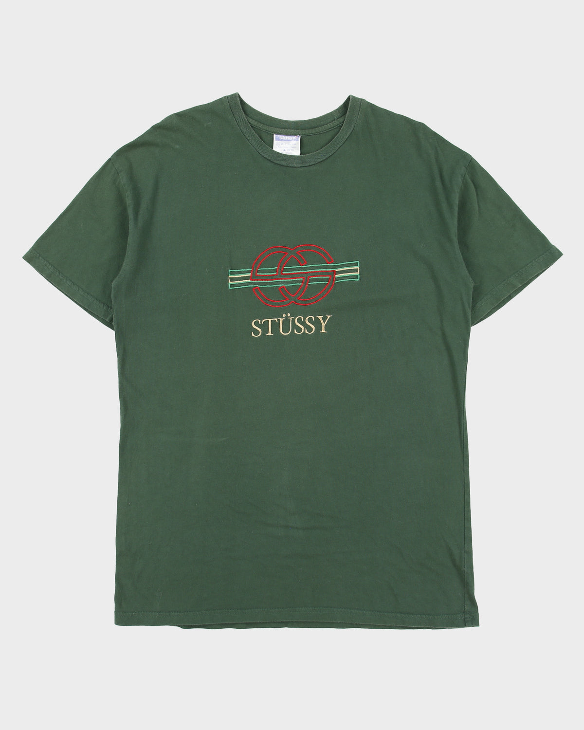 Vintage 2002 Y2K Stussy Embroidered 'Stucci' Crewneck T-Shirt - S