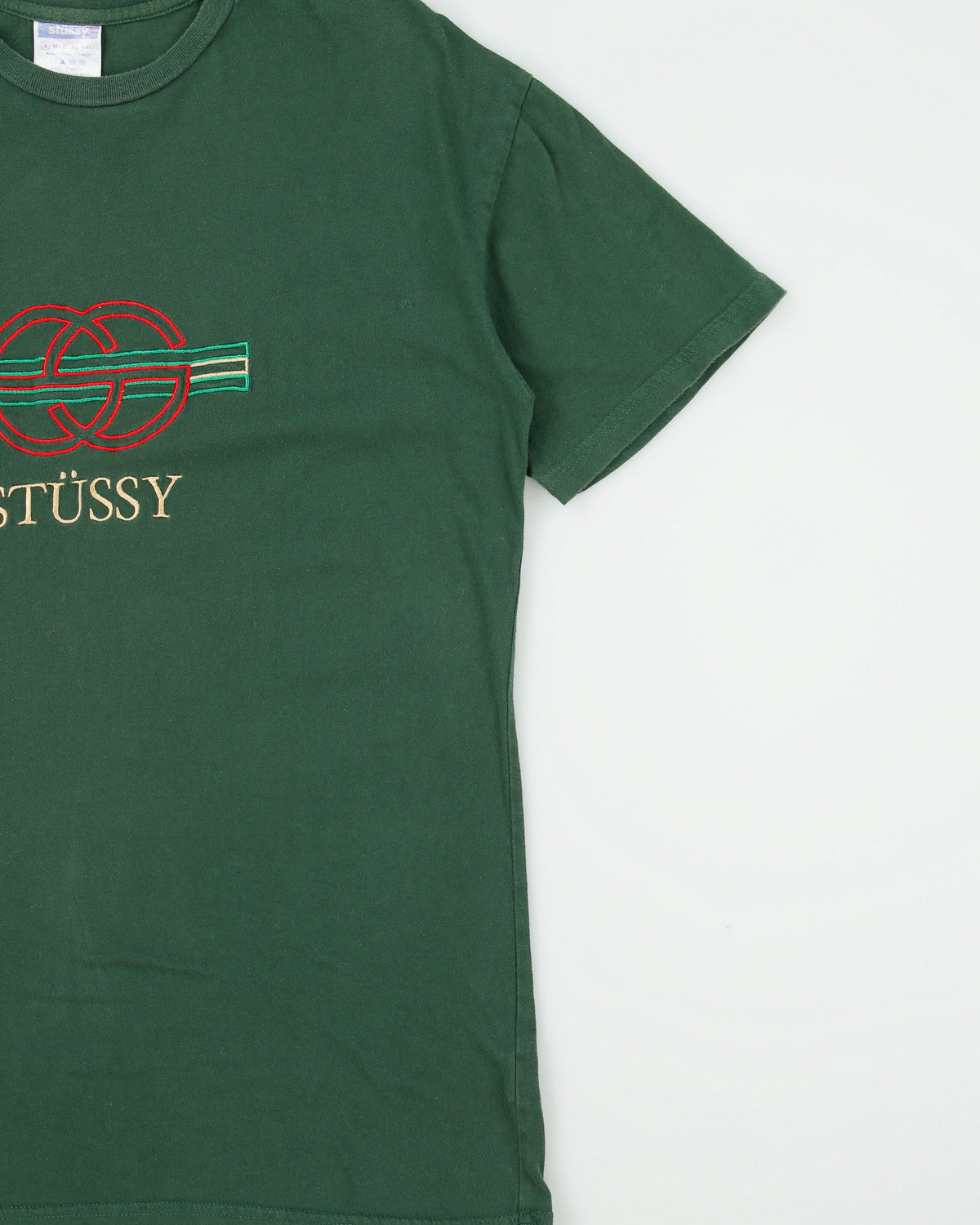 Vintage 2002 Y2K Stussy Embroidered 'Stucci' Crewneck T-Shirt - S