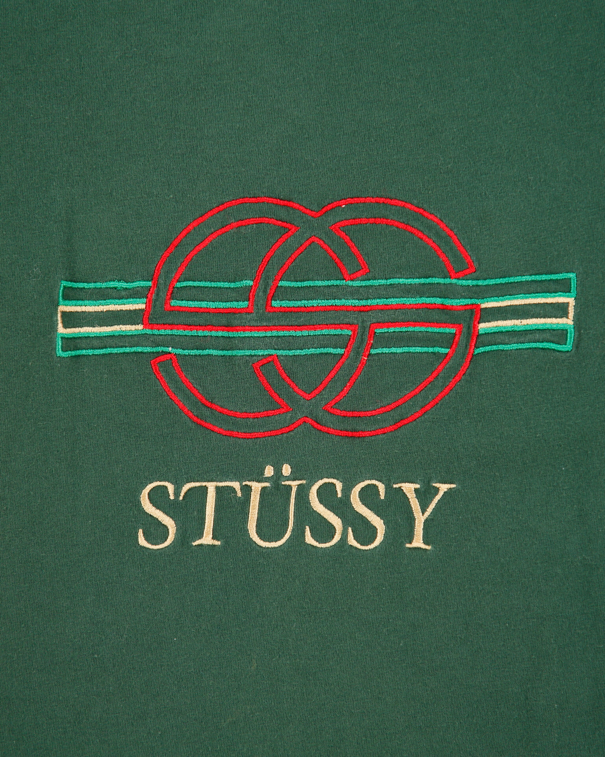 Vintage 2002 Y2K Stussy Embroidered 'Stucci' Crewneck T-Shirt - S
