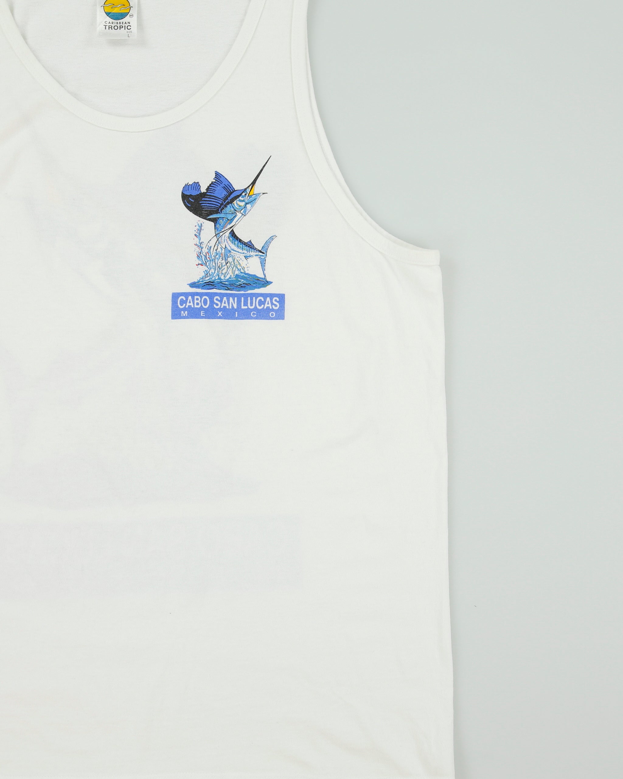 Vintage Y2K 00s Cabo San Lucas Mexico Heavyweight King Fisher Tank Top Vest - L