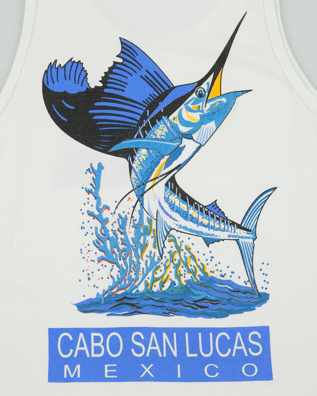 Vintage Y2K 00s Cabo San Lucas Mexico Heavyweight King Fisher Tank Top Vest - L