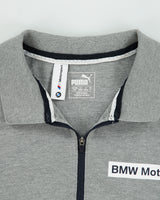 Vintage Puma BMW Motorsport M Marl Grey Short Sleeve Zip Polo Shirt - M