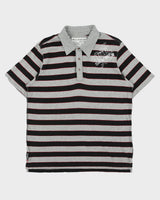 Vintage Y2K 00s Quiksilver Striped Exposed Hem Short Sleeve Polo Shirt - L