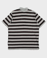 Vintage Y2K 00s Quiksilver Striped Exposed Hem Short Sleeve Polo Shirt - L
