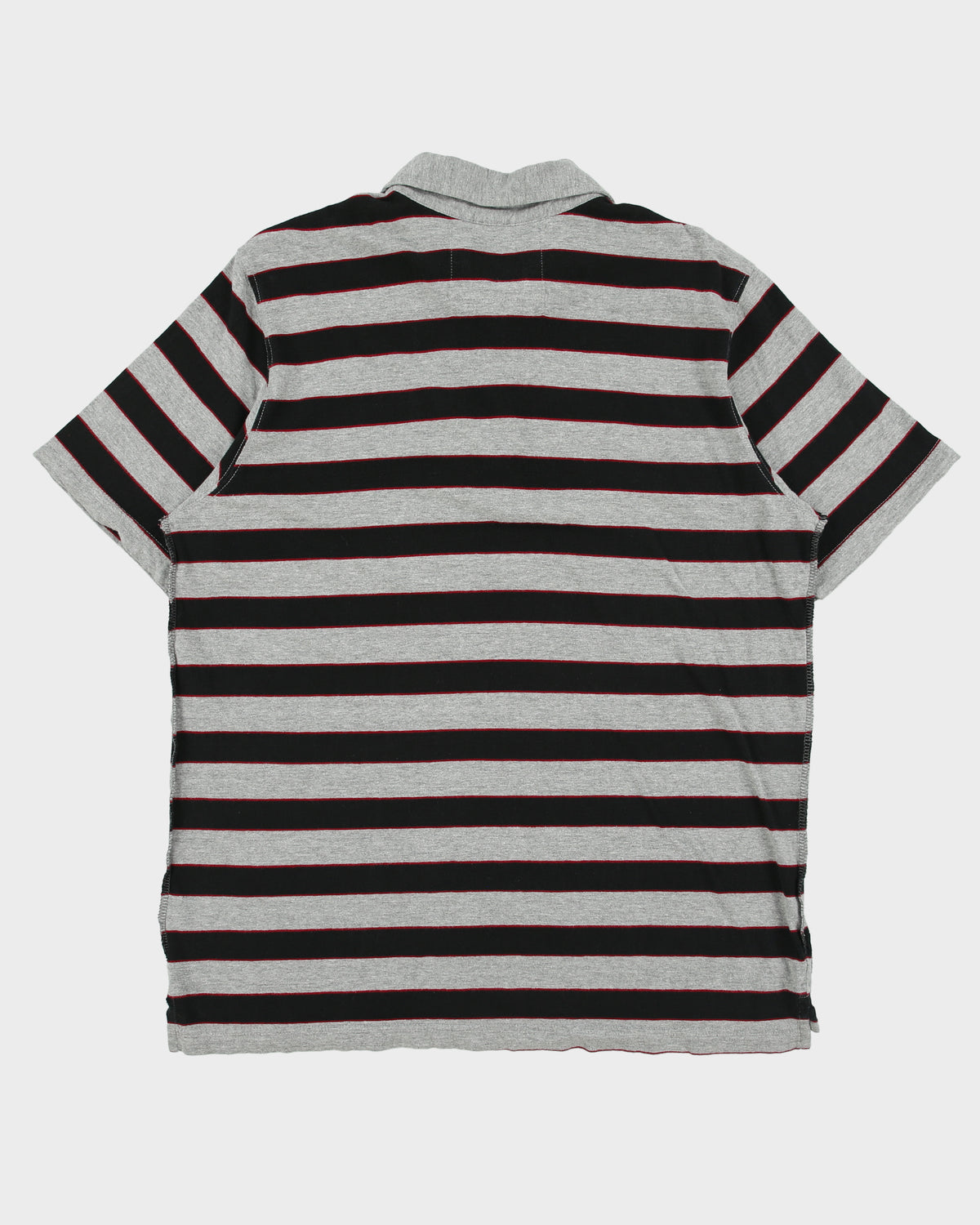 Vintage Y2K 00s Quiksilver Striped Exposed Hem Short Sleeve Polo Shirt - L